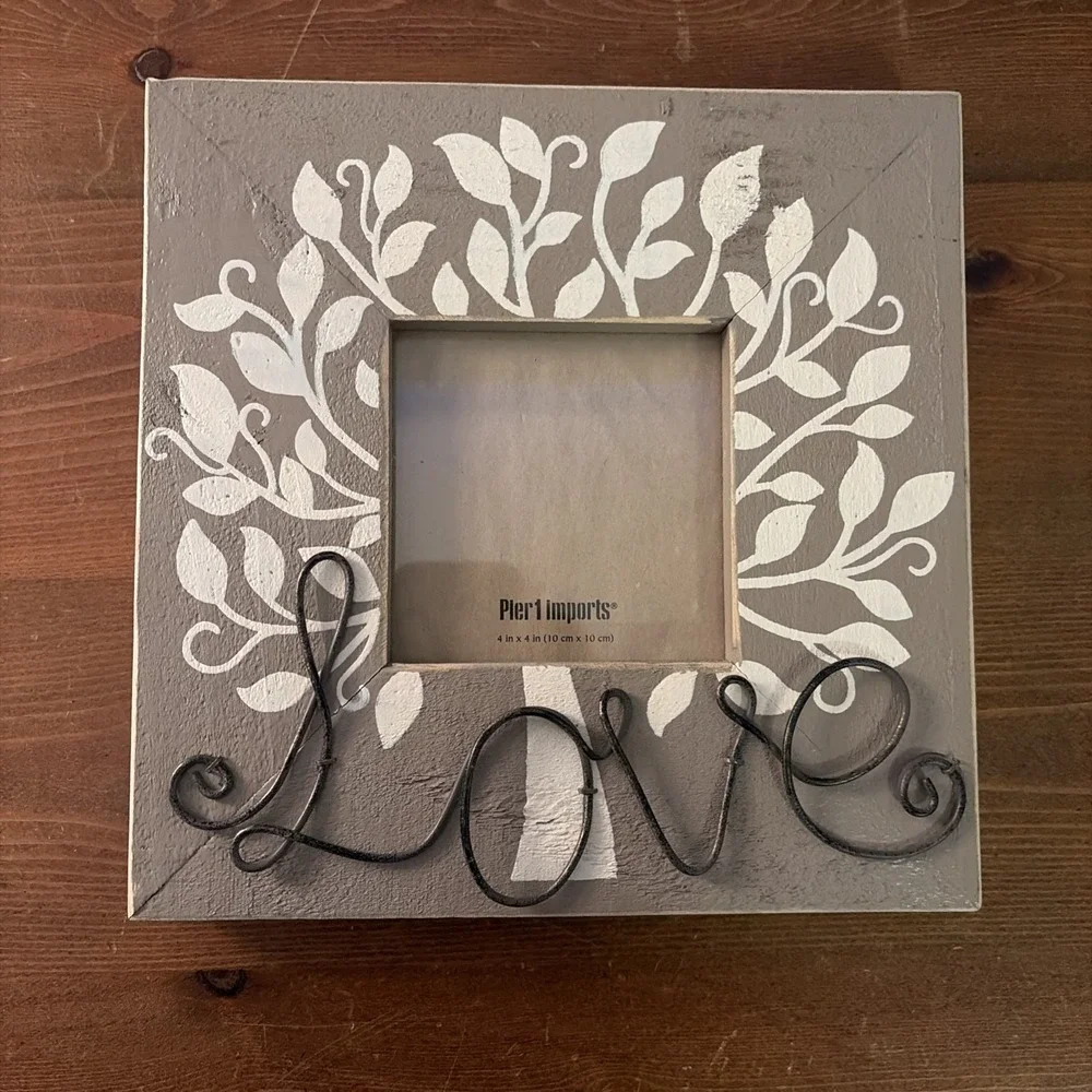 PIER 1‎ IMPORTS 9 X 9 Picture 4x 4 Wood W/metal Love Frame
